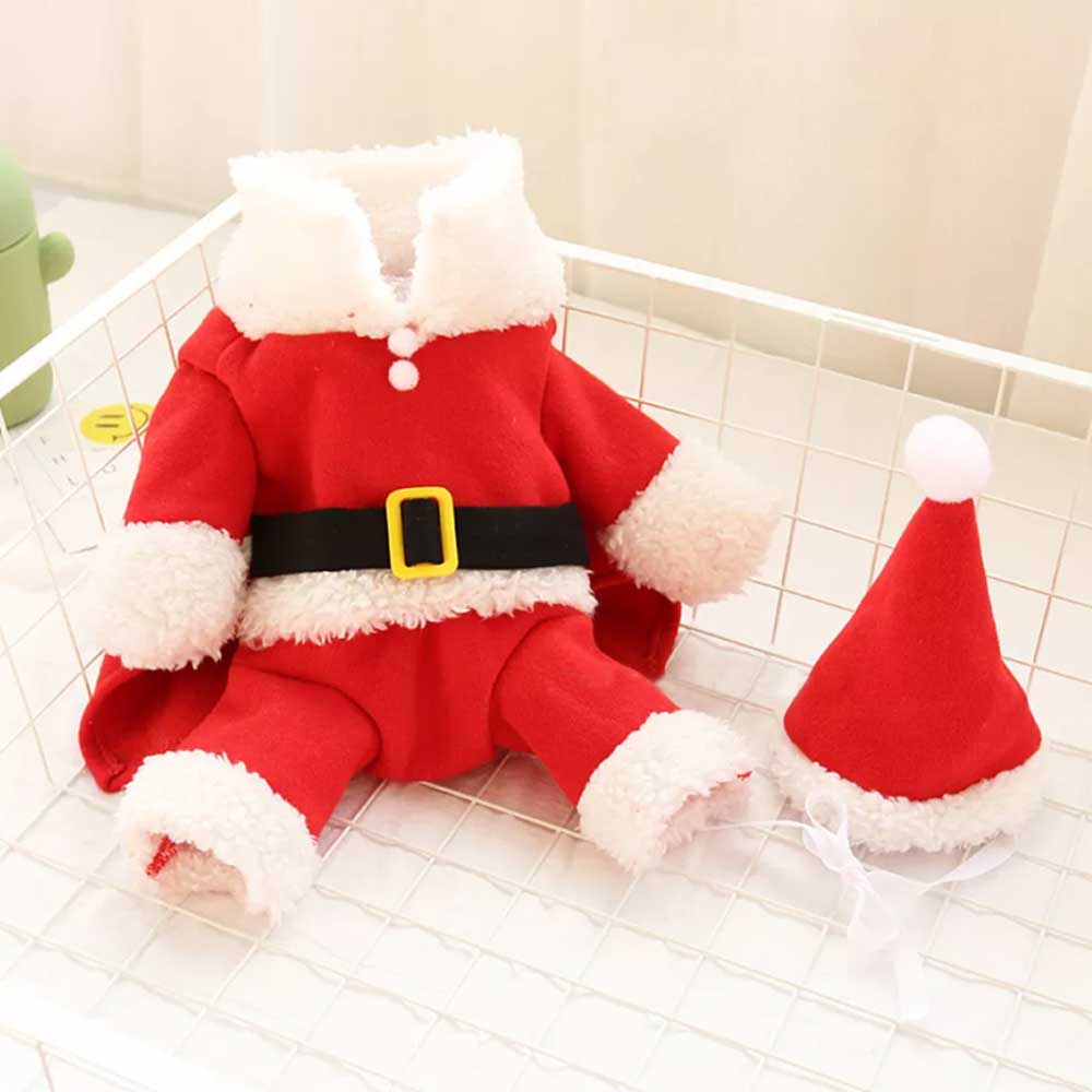 Christmas Santa Claus Pet Cat Dog Clothes Hat Costume Coat Decoration Xmas - image 2