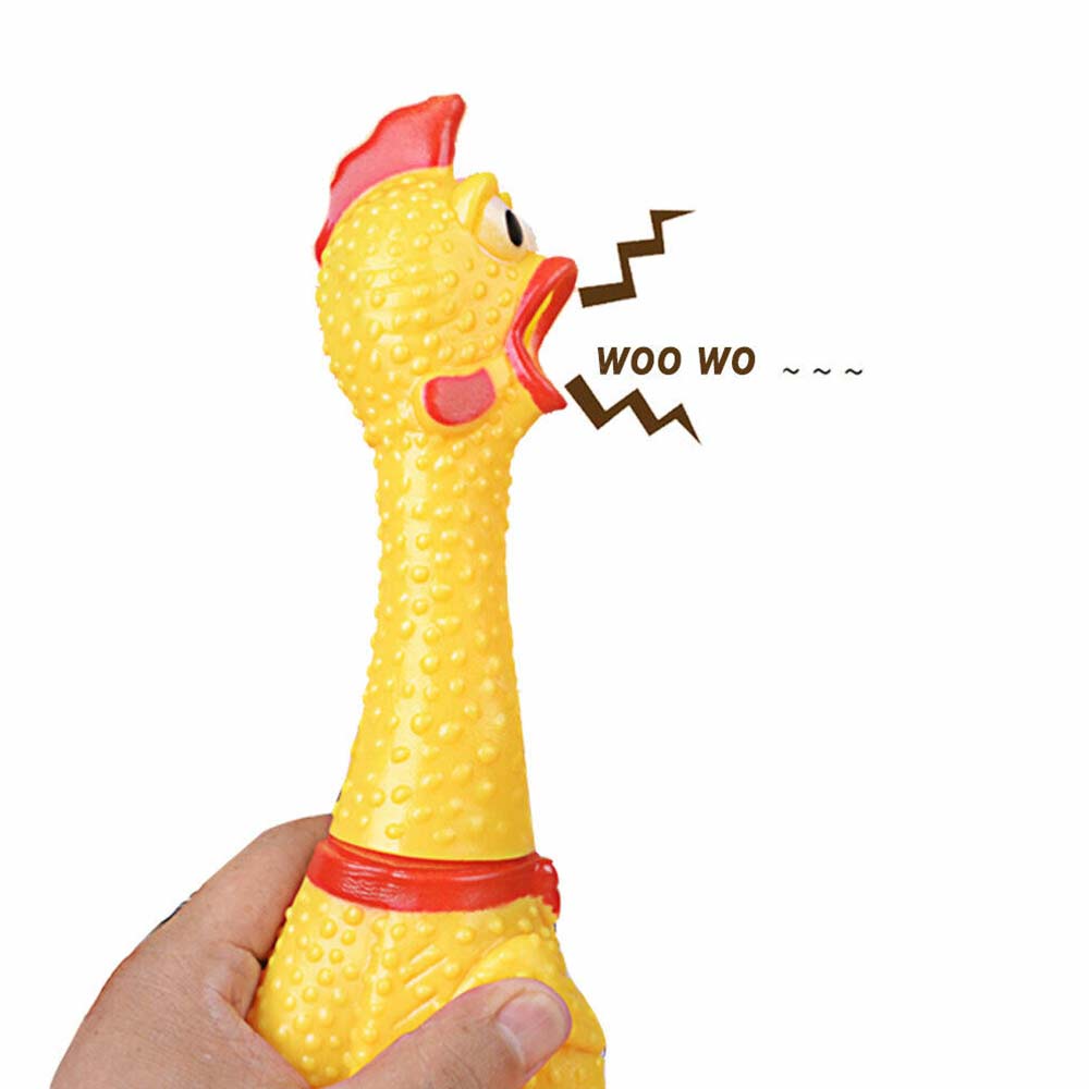 Squeaker Funny Screaming Chicken Toy Squeeze Rubber Chew Dog Bite Shrilling Pet - image 4