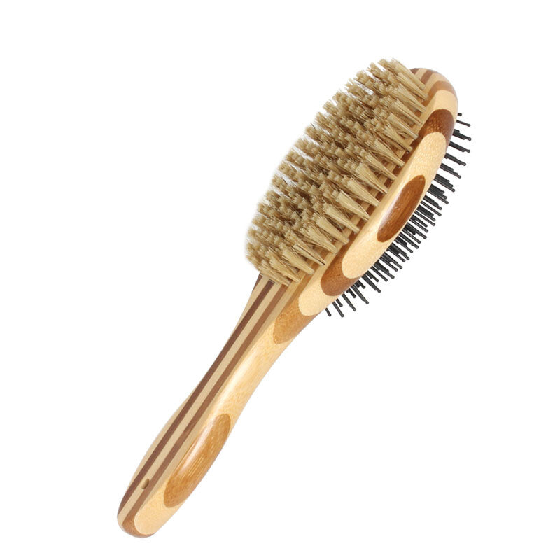 Double Sided Pin & Bristle Bamboo Brush for Dog Grooming - image 1