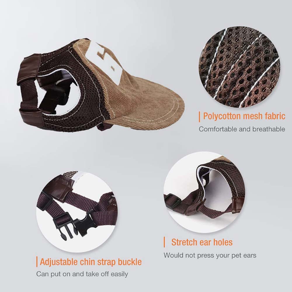 Dog Hat Pet Baseball Cap Puppy Cat Beach Outdoor Sport Visor Cap w/ Ear Holes - image 5