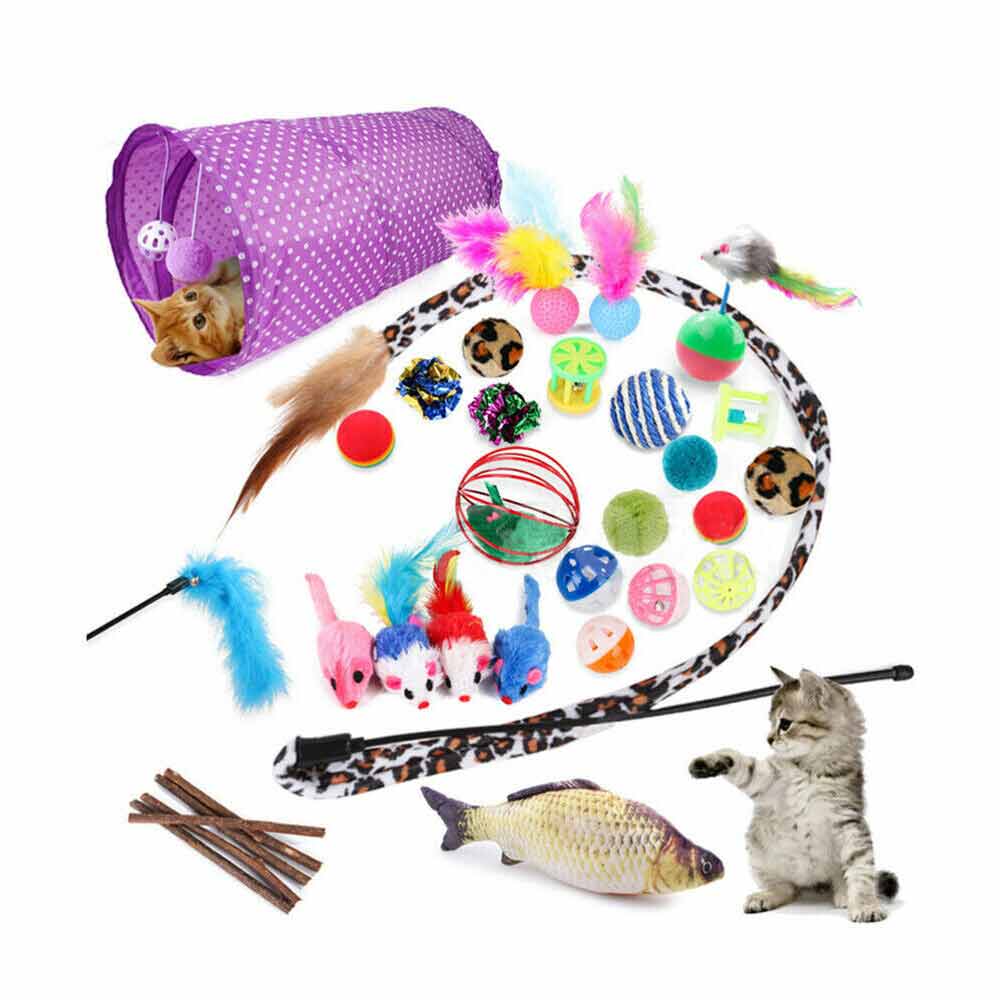 28X Bulk Buy Cat Kitten Toys Rod Fur Mice Bells Balls Catnip Lovely Pet Toy - image 1