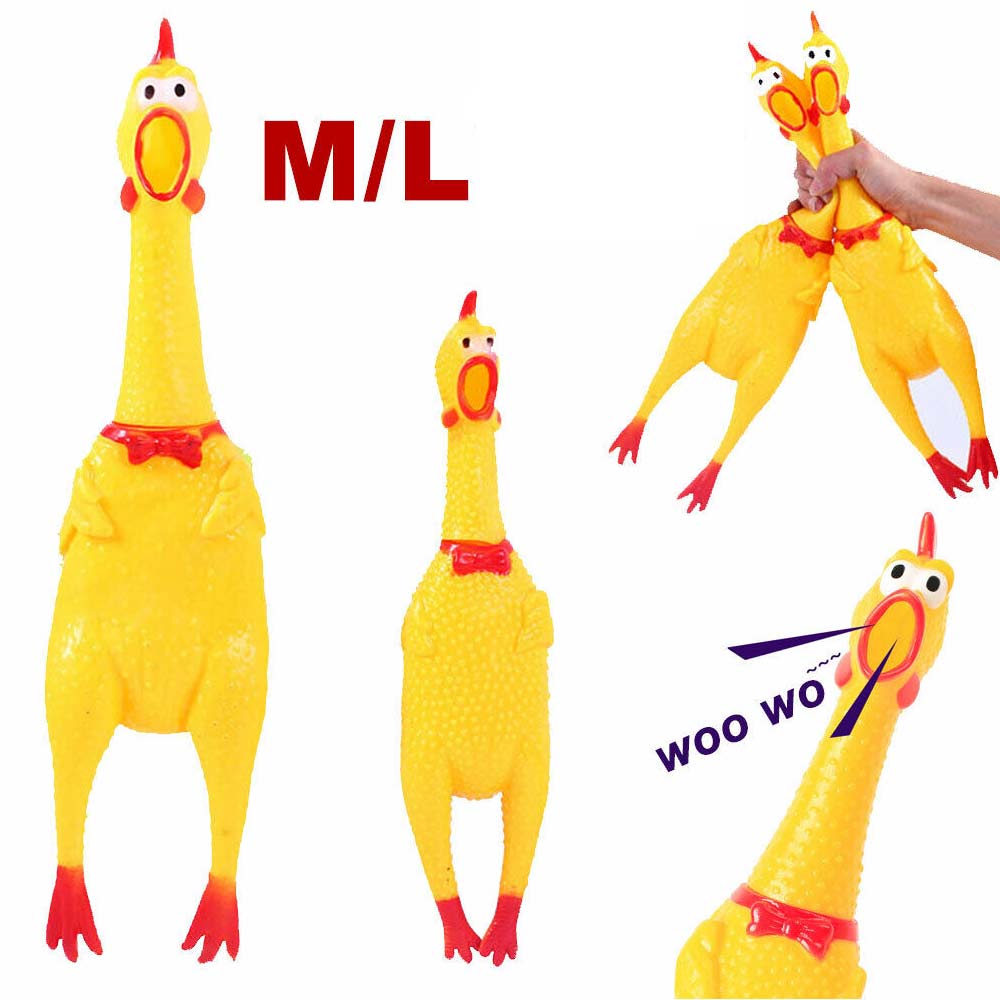 Squeaker Funny Screaming Chicken Toy Squeeze Rubber Chew Dog Bite Shrilling Pet - image 2