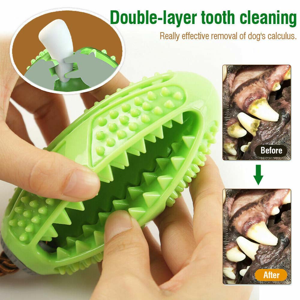 Dog Treat Balls Interactive Toothbrush Chew Toys Cleaning Food Dispenser Feeder - image 4