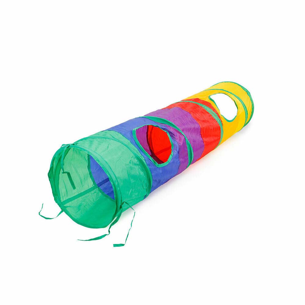 Kitten Playing Toy Pet Rabbit Play Fun Rainbow Peepholes Cat 2 Holes Dog Tunnel - image 2