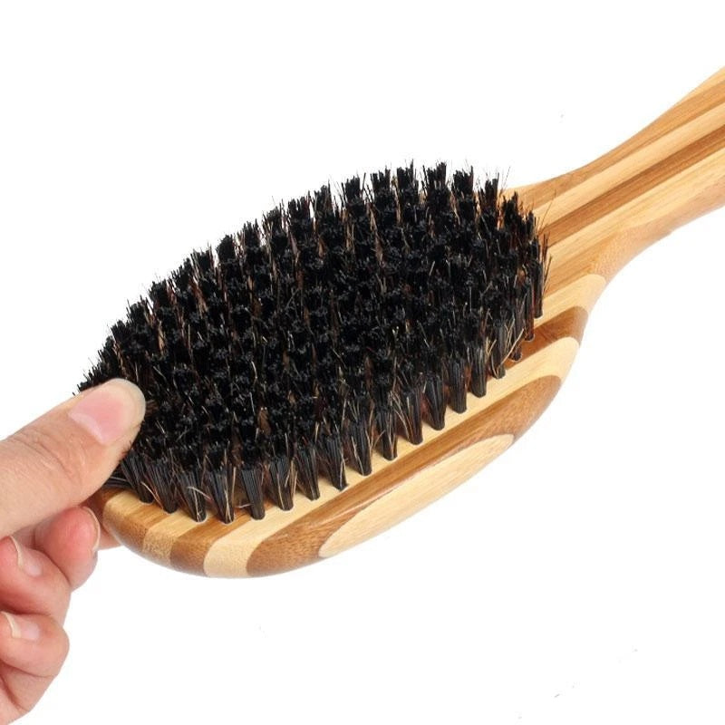 Double Sided Bamboo Dog Brush with Silicone Massager for Dog Grooming - image 3