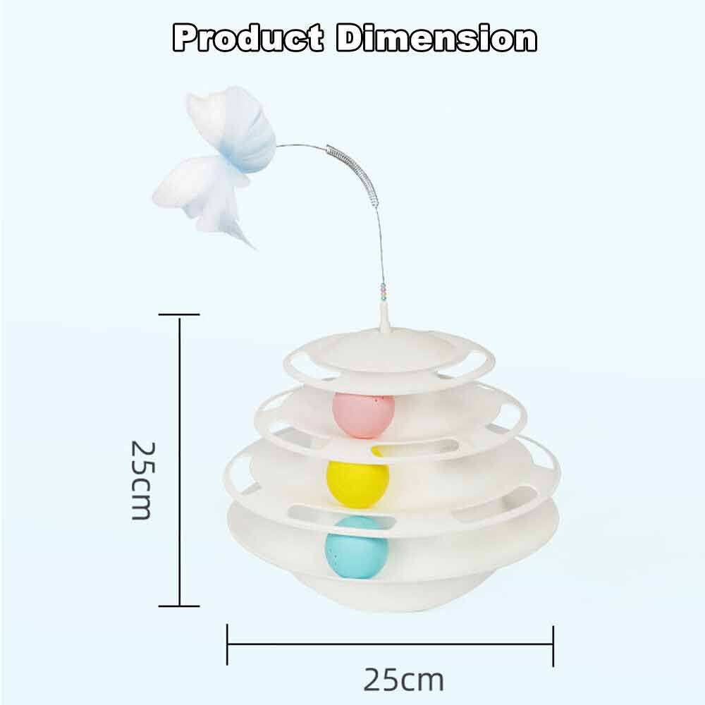 3 Level Cat Toy Kitten Rotating Feather Teaser Tower Interactive Funny Toys - image 8