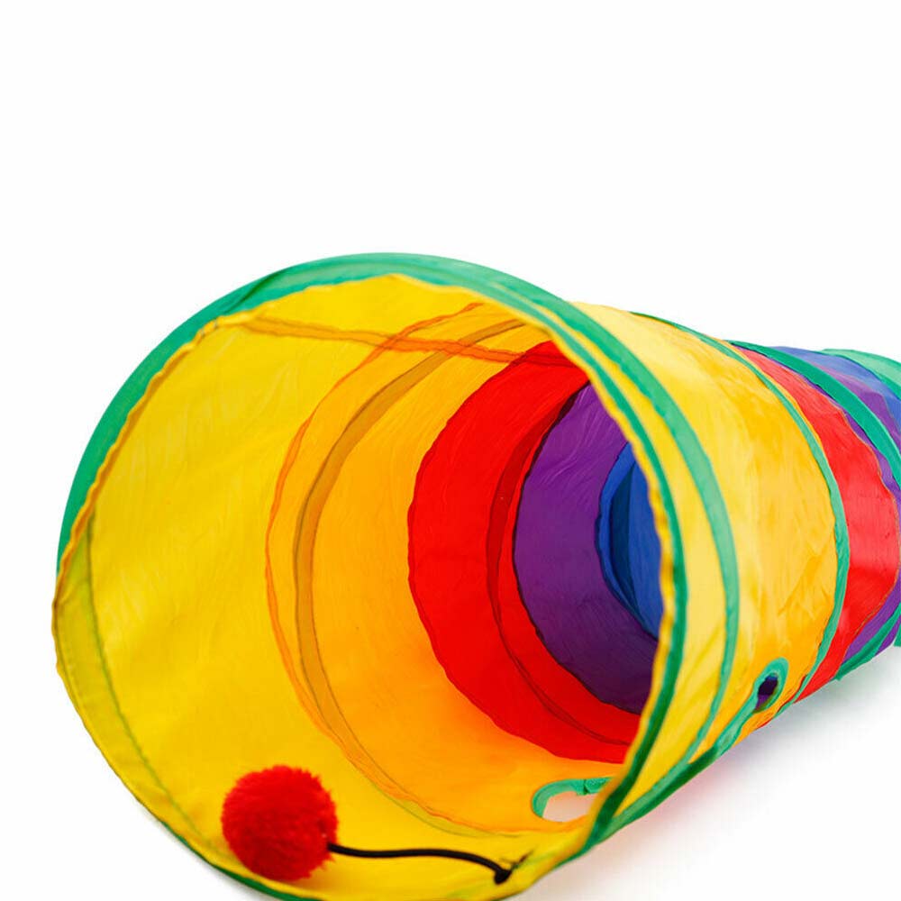 Kitten Playing Toy Pet Rabbit Play Fun Rainbow Peepholes Cat 2 Holes Dog Tunnel - image 4