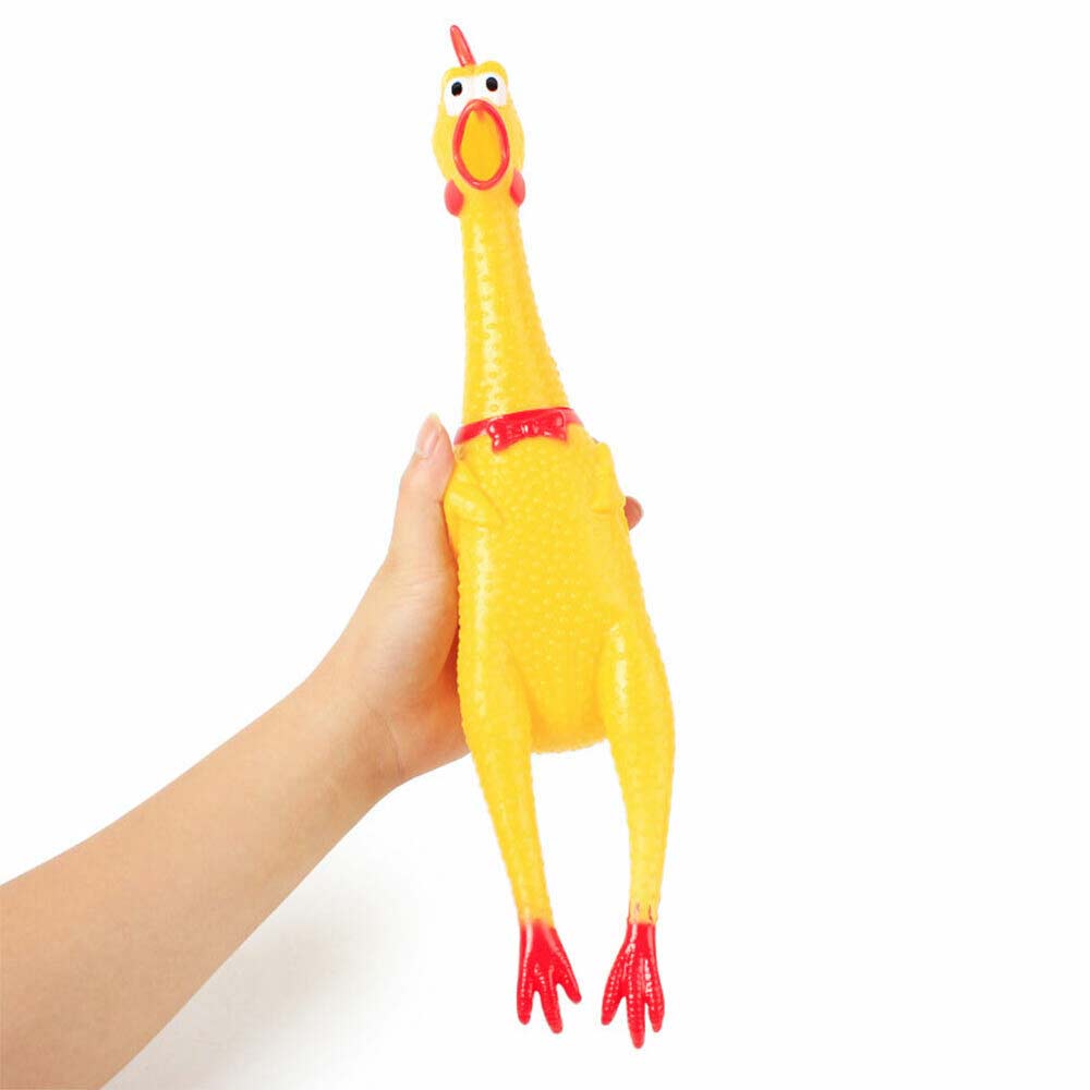 Squeaker Funny Screaming Chicken Toy Squeeze Rubber Chew Dog Bite Shrilling Pet - image 1