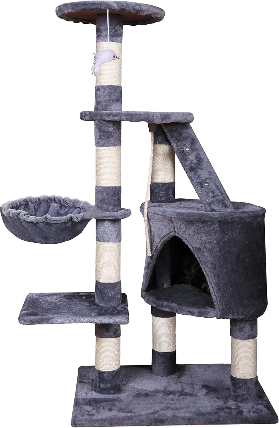 120cm Cat Tree for Indoor Cats with Condo, Hammock & Plush Perchfor for Kittens & Adult Cats-2050057516825579529