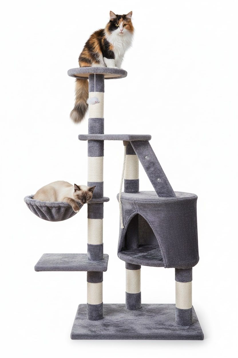 120cm Cat Tree for Indoor Cats with Condo, Hammock & Plush Perchfor for Kittens & Adult Cats-2050057516825579520