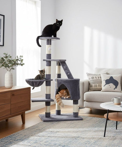 120cm Cat Tree for Indoor Cats with Condo, Hammock & Plush Perchfor for Kittens & Adult Cats-2050057516825579521