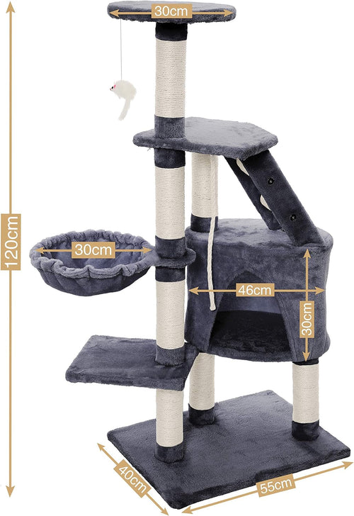 120cm Cat Tree for Indoor Cats with Condo, Hammock & Plush Perchfor for Kittens & Adult Cats-2050057516825579522
