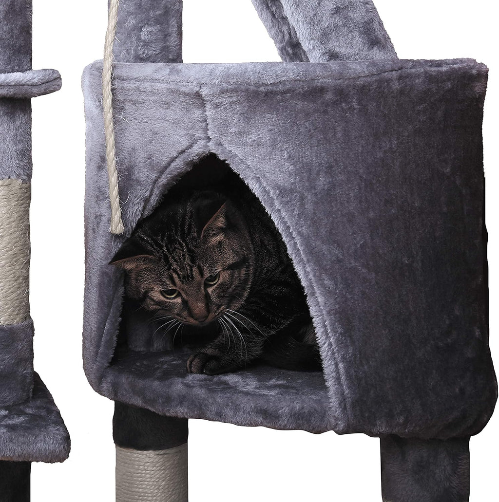 120cm Cat Tree for Indoor Cats with Condo, Hammock & Plush Perchfor for Kittens & Adult Cats-2050057516825579523