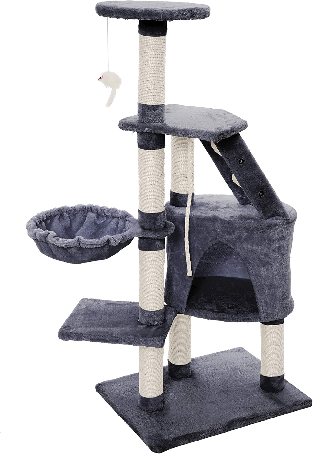 120cm Cat Tree for Indoor Cats with Condo, Hammock & Plush Perchfor for Kittens & Adult Cats-2050057516825579528