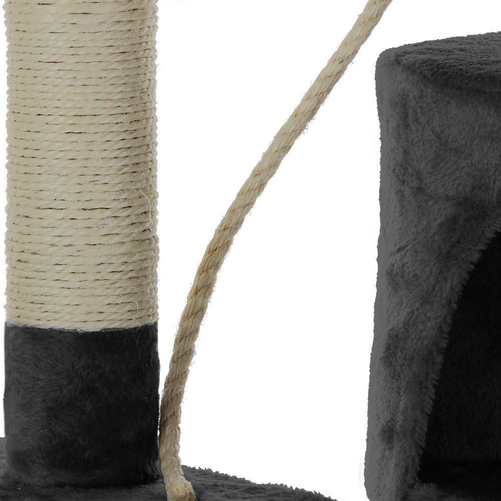 140cm Cat Tree for Indoor Cats with Plush Perch, Sisal Scratching Posts & Condo for Kittens & Adult Cats (Dark Grey)-2050057517471502344