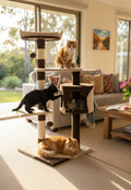 140cm Cat Tree for Indoor Cats with Plush Perch, Sisal Scratching Posts & Condo for Kittens & Adult Cats (Beige)-2050057517681217537