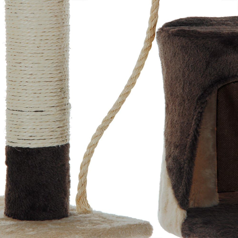 140cm Cat Tree for Indoor Cats with Plush Perch, Sisal Scratching Posts & Condo for Kittens & Adult Cats (Beige)-2050057517681217543