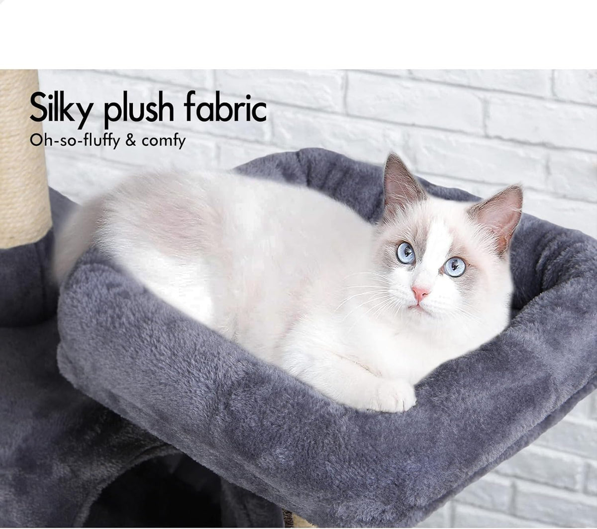 180cm Cat Tree Tower for Indoor Cats with Plush Perches, Dual Condos, Natural Sisal Scratching Posts & Ramps for Kittens & Adult Cats (Grey)-2050057518541049862