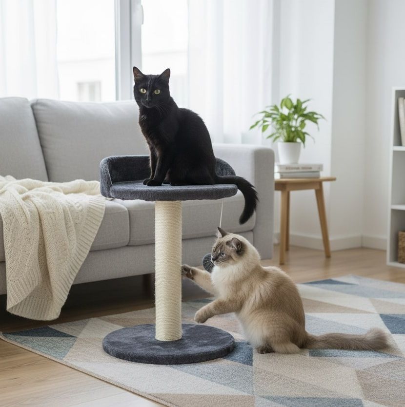 Cat Tree Tower for Indoor Cats with Plush Perch, Sisal Scratching Post & Hanging Ball Toy for Kittens or Small Breeds-2050057519807729667