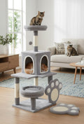 Large Cat Tree Tower for Indoor Cats with Plush Perch, Cat Condo, Natural Sisal Scratching Posts, Hanging Ball & Paw Scratcher-2050057520038416385