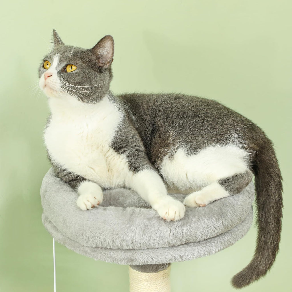 Large Cat Tree Tower for Indoor Cats with Plush Perch, Cat Condo, Natural Sisal Scratching Posts, Hanging Ball & Paw Scratcher-2050057520038416388