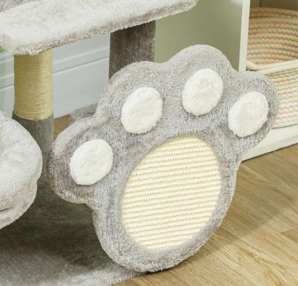Large Cat Tree Tower for Indoor Cats with Plush Perch, Cat Condo, Natural Sisal Scratching Posts, Hanging Ball & Paw Scratcher-2050057520038416389