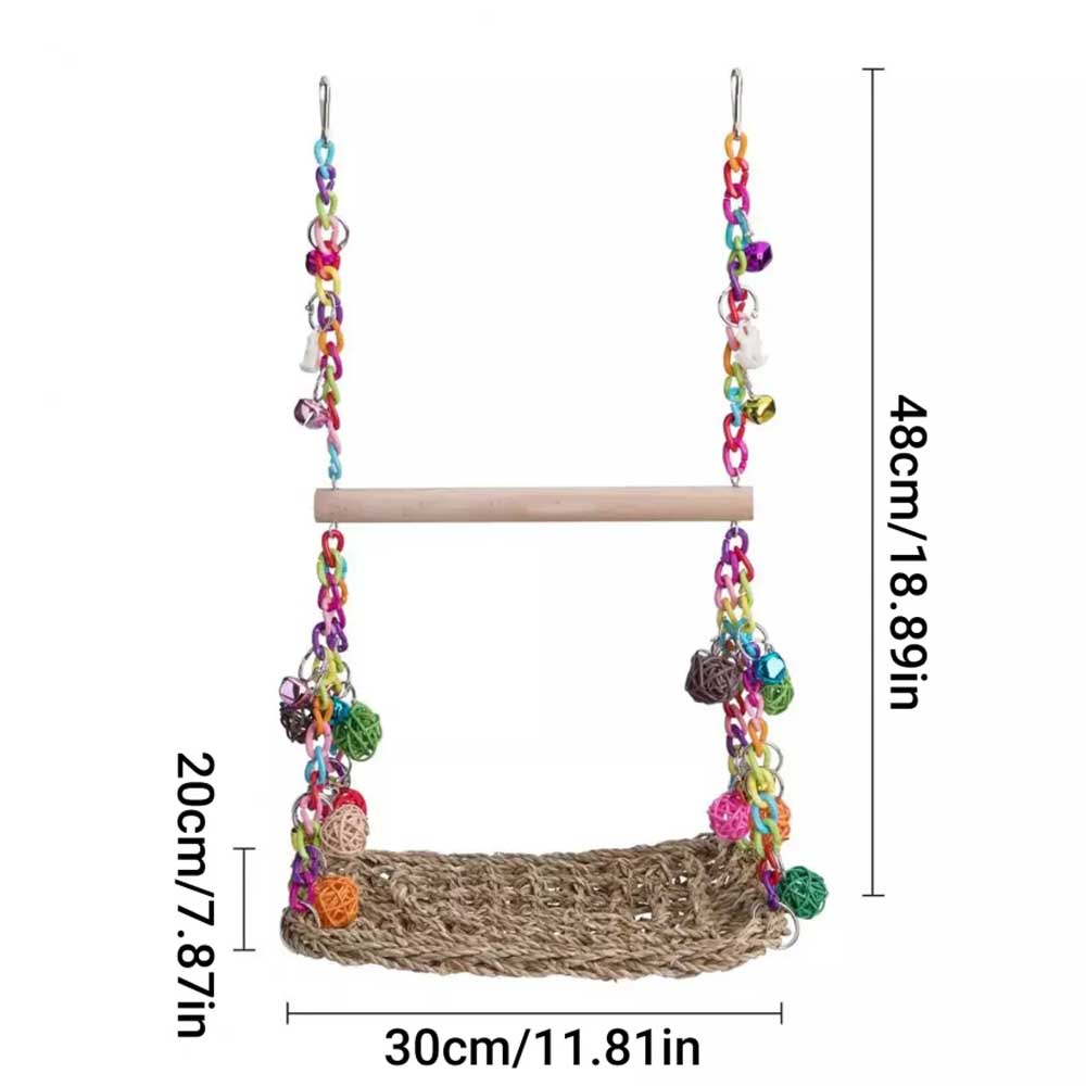 Parrot Hammock Swing Toy with Colourful Chain Double Swing for Bird Cage Play - image 7