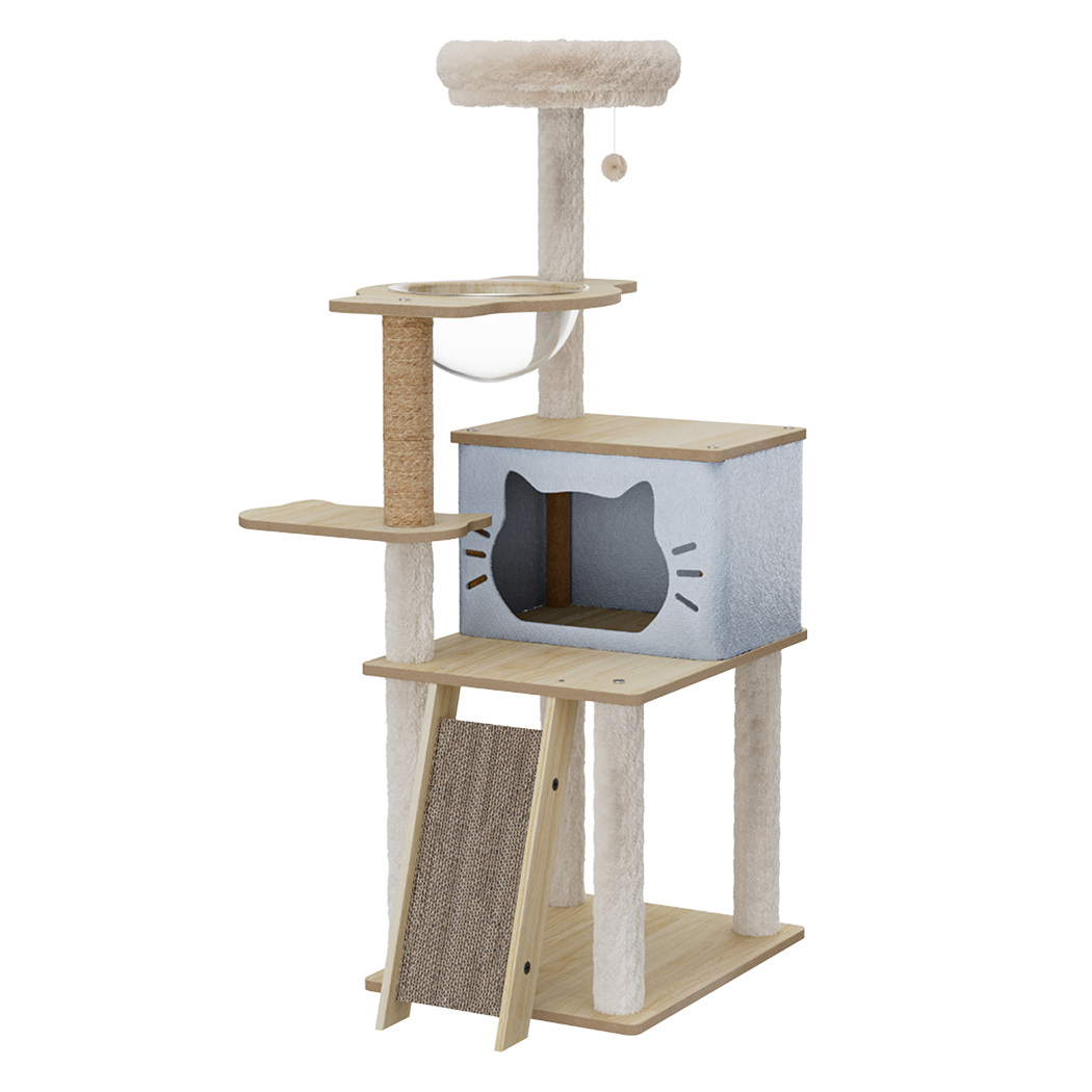 Cat Tree Tower Scratcher Wood Condo House 120cm-2006732707882733576