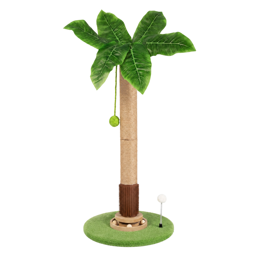 Cat Scratching Post 77cm Palm Tree Cat Scratcher Balls Sisal Green-2109794018702528520