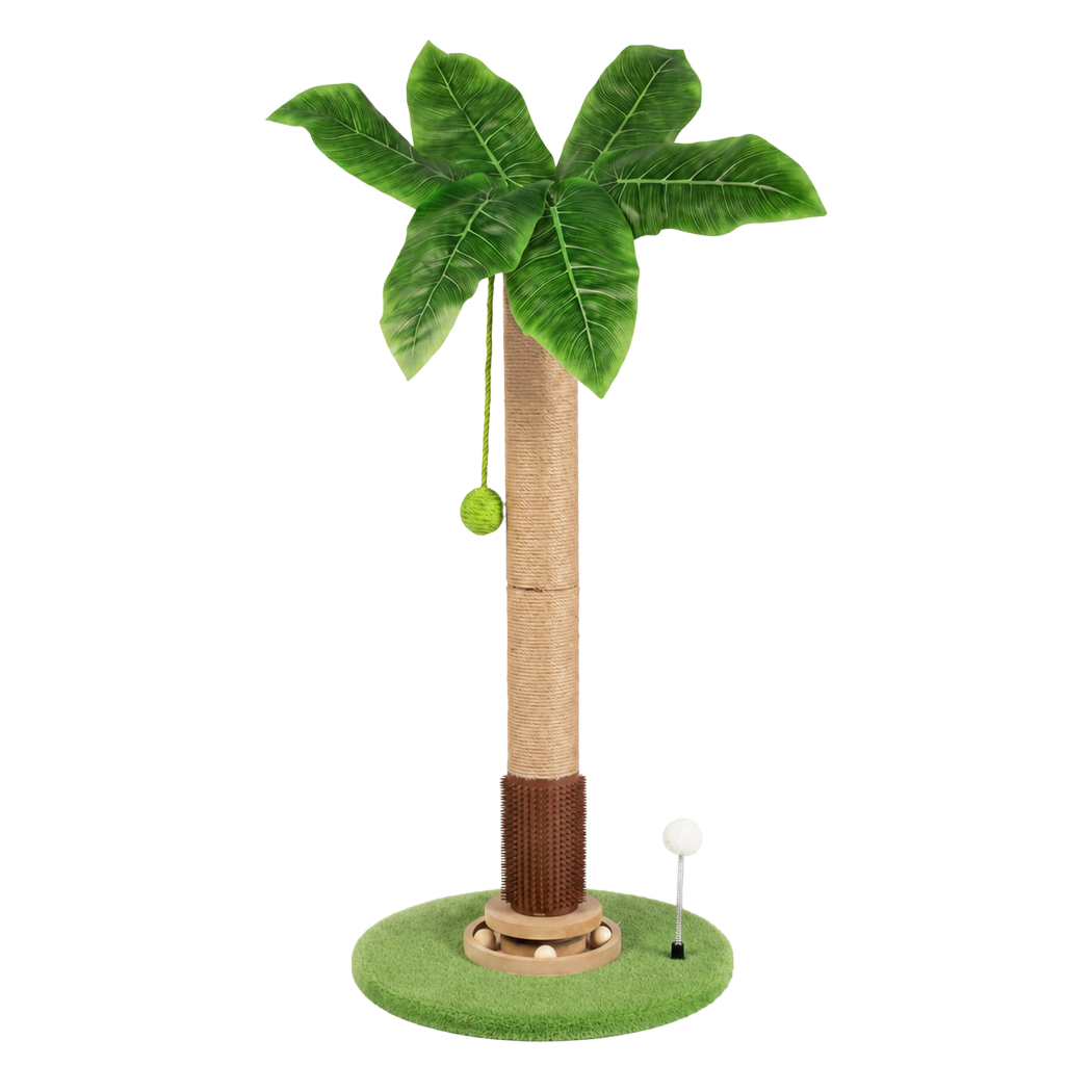 Cat Scratching Post 77cm Palm Tree Cat Scratcher Balls Sisal Green-2109794018702528520