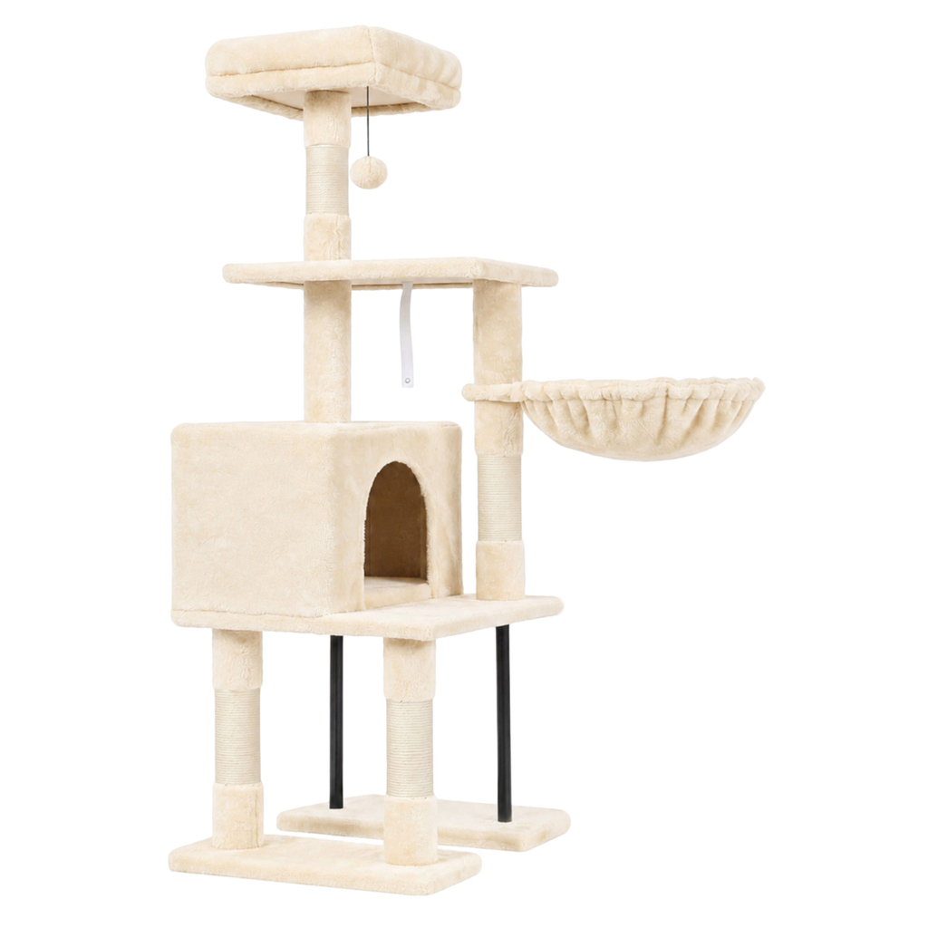 Cat Tree Cat Tower Multi-Level Cat Bed Cat Scratching Post 125cm Beige-2109794020665462792