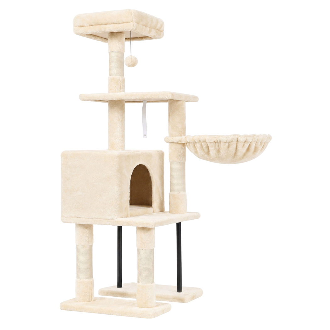 Cat Tree Cat Tower Multi-Level Cat Bed Cat Scratching Post 125cm Beige-2109794020665462792
