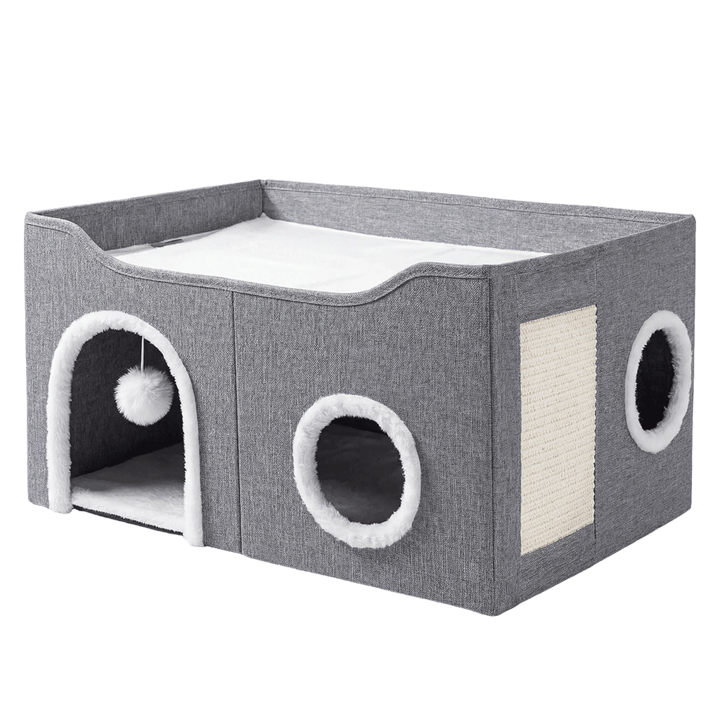 Foldable Cat House Cave Bed Hideaway Interactive Nest Scratching Board-2050056785997467656