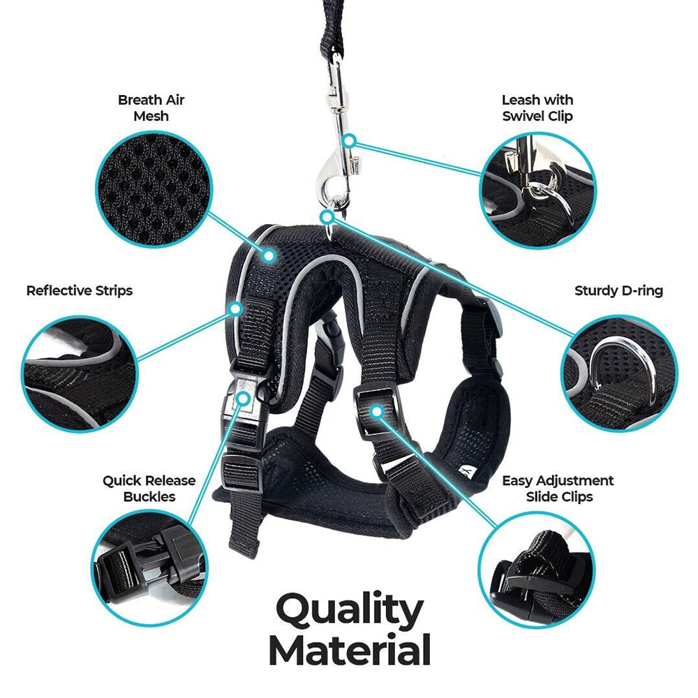 Cat Dog Harness Leash Walking Escape Proof Adjustable Reflective Vest Harness - image 5