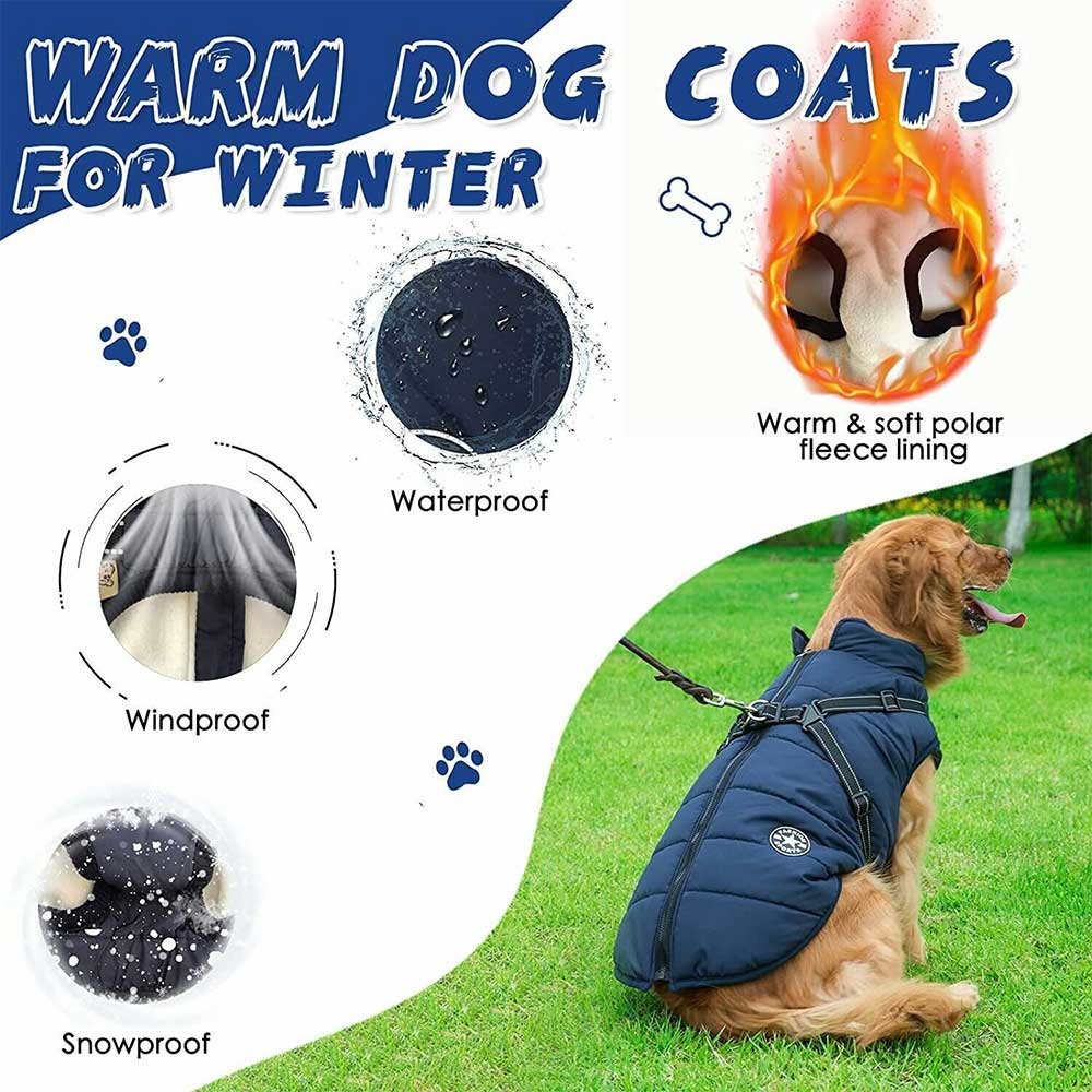 Winter Pet Dog Coat Pet Dog Jacket w/ Harness Waterproof Breathable Small Large - image 4