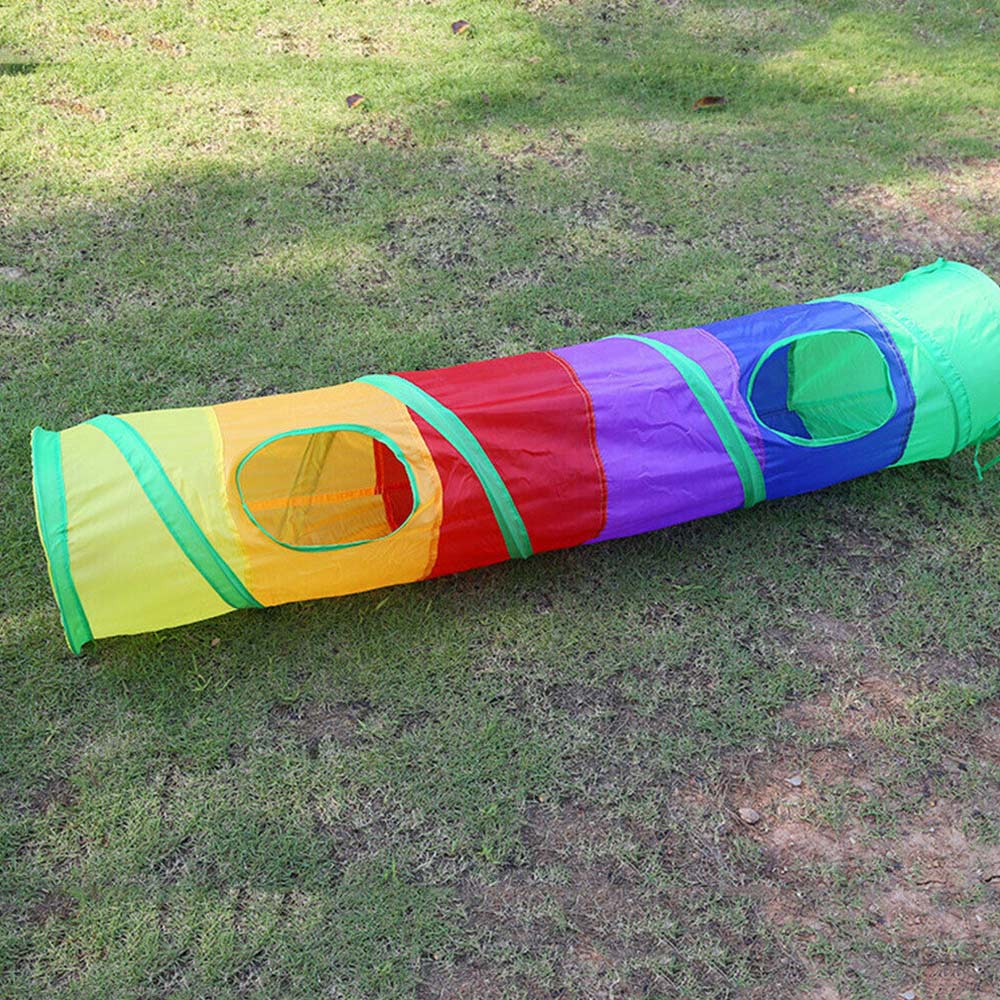 Kitten Playing Toy Pet Rabbit Play Fun Rainbow Peepholes Cat 2 Holes Dog Tunnel - image 8