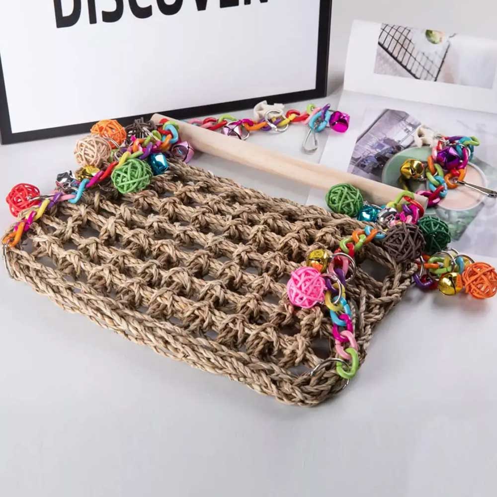 Parrot Hammock Swing Toy with Colourful Chain Double Swing for Bird Cage Play - image 3