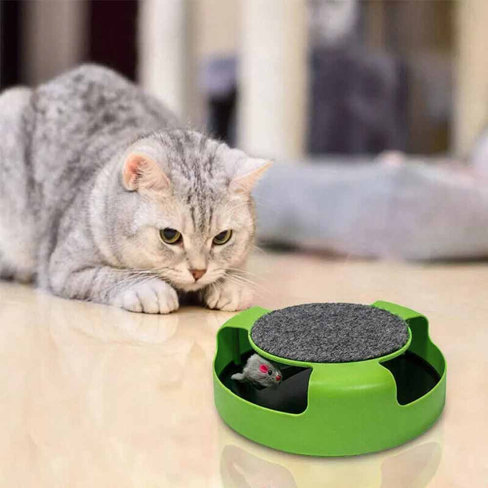 Cats Mouse Moving Catch Toy Interactive Cat Toys Indoor Cat Training Scratching Pad Round - image 4