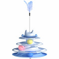 3 Level Cat Toy Kitten Rotating Feather Teaser Tower Interactive Funny Toys - image 1