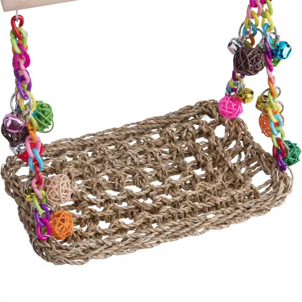 Parrot Hammock Swing Toy with Colourful Chain Double Swing for Bird Cage Play - image 4
