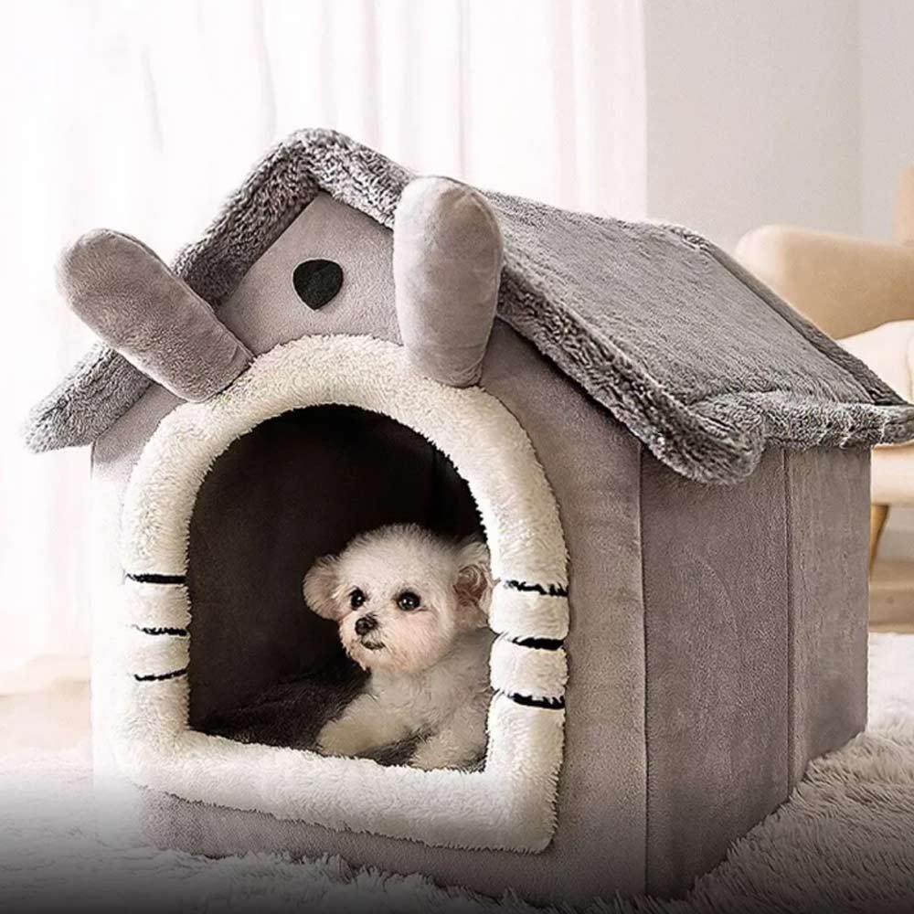 Small Pet Cat Kitten Dog Beds Igloo Fleece Bed Pyramid Cozy Washable Warm House Cave - image 5
