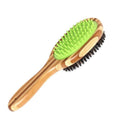 Double Sided Bamboo Dog Brush with Silicone Massager for Dog Grooming - image 1