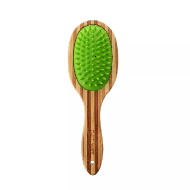 Double Sided Bamboo Dog Brush with Silicone Massager for Dog Grooming - image 4