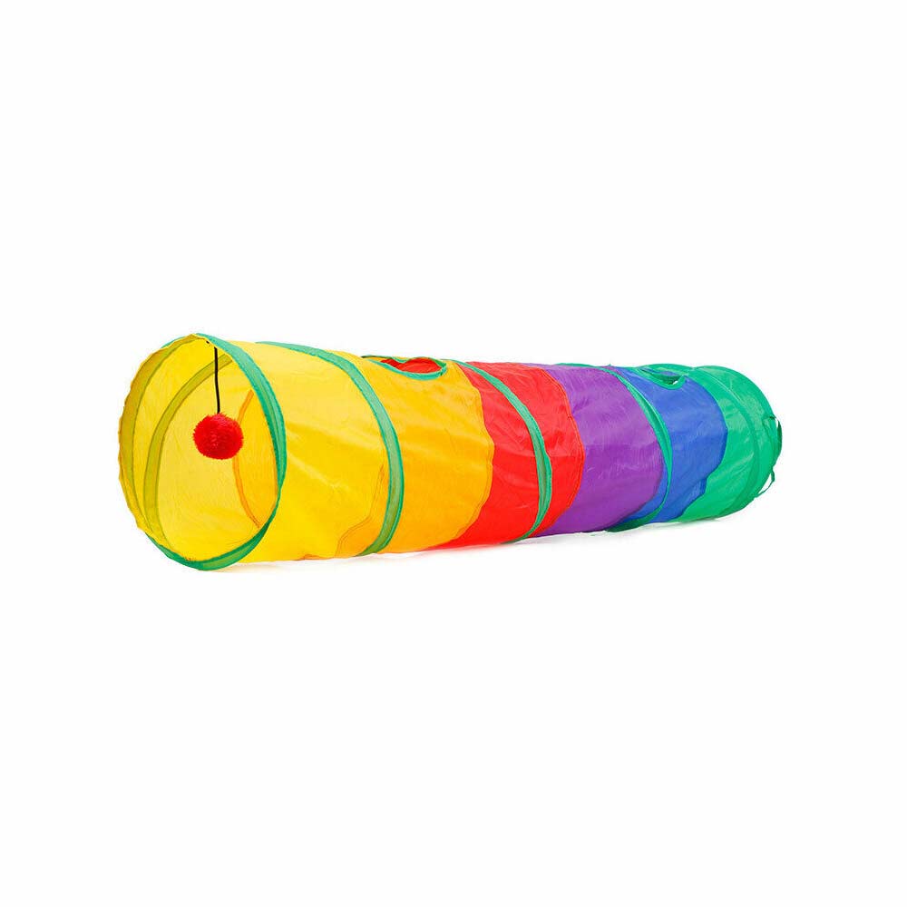 Kitten Playing Toy Pet Rabbit Play Fun Rainbow Peepholes Cat 2 Holes Dog Tunnel - image 1