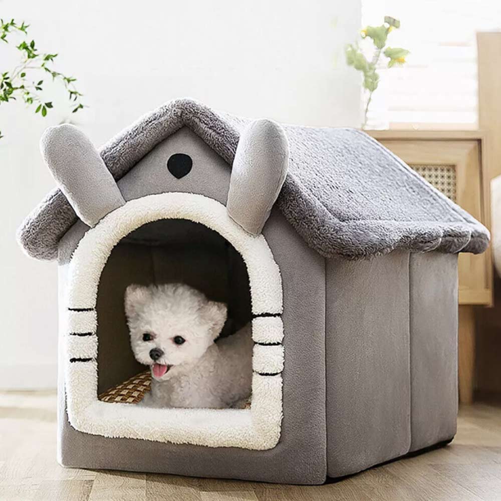 Small Pet Cat Kitten Dog Beds Igloo Fleece Bed Pyramid Cozy Washable Warm House Cave - image 3