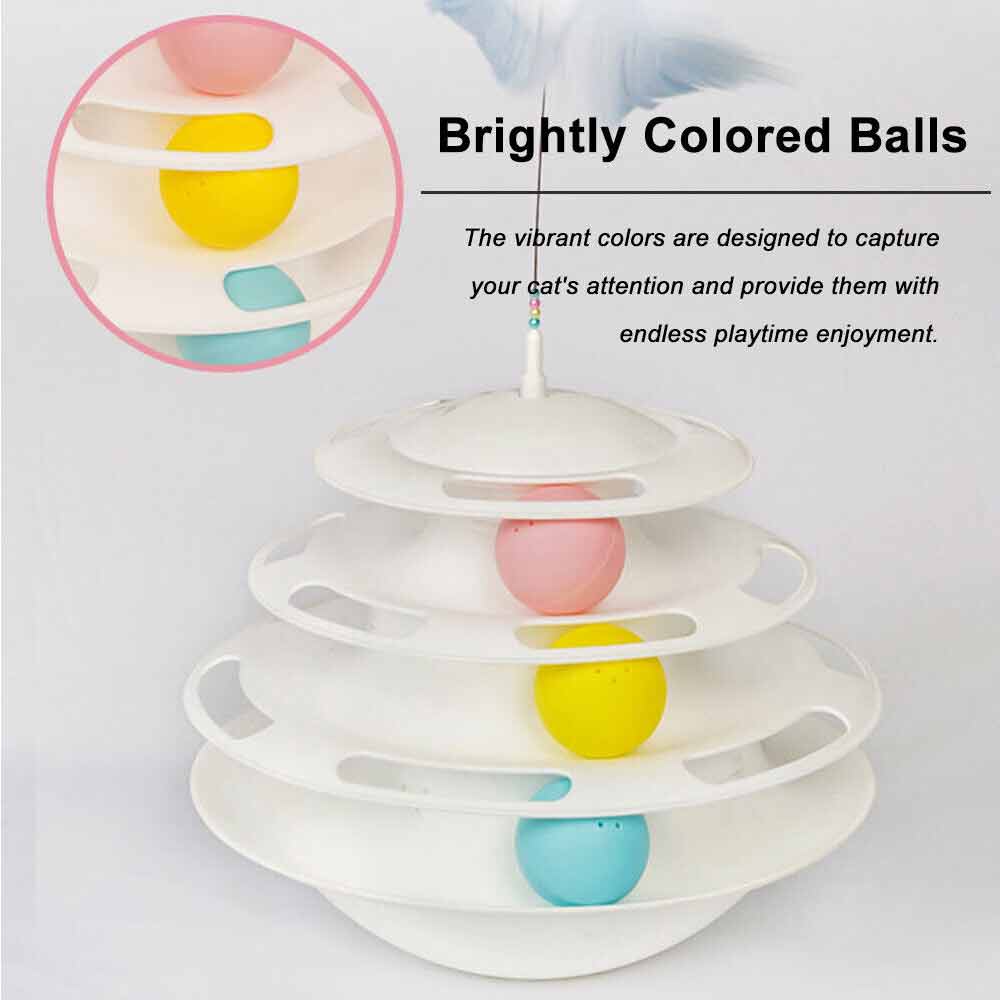 3 Level Cat Toy Kitten Rotating Feather Teaser Tower Interactive Funny Toys - image 5