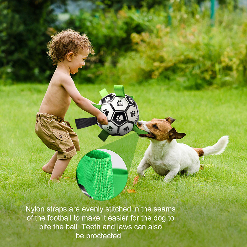 Dog Soccer Ball Grab Tabs Interactive Pet Dog Toy Football with Ball Pump - image 6