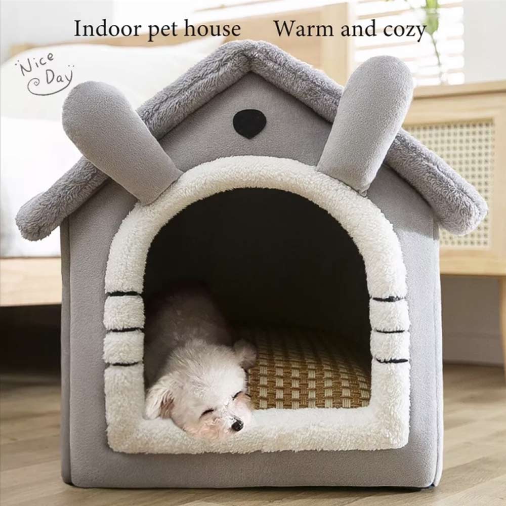 Small Pet Cat Kitten Dog Beds Igloo Fleece Bed Pyramid Cozy Washable Warm House Cave - image 6