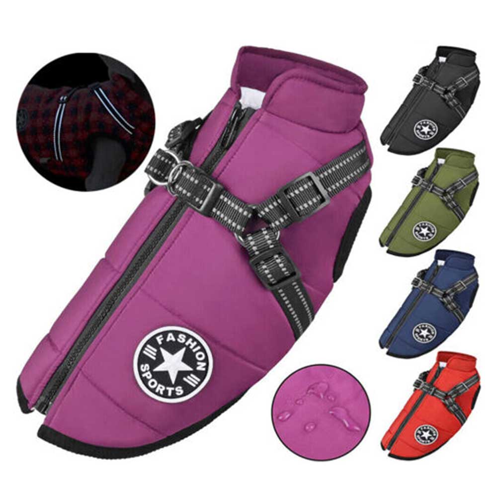 Winter Pet Dog Coat Pet Dog Jacket w/ Harness Waterproof Breathable Small Large - image 2