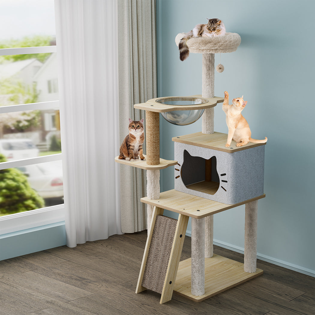 Cat Tree Tower Scratcher Wood Condo House 120cm-2006732707882733575